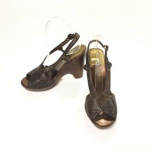 Cole Haan Braided Brown Leather Wedges Size 7